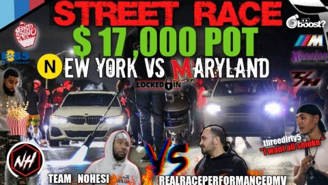 STREET RACE BMW M340 VS TRACKHAWK NEW YORK VS DMV $17,000 POT TEAM NOHESI VS RSP HEADS UP ! 🤯
