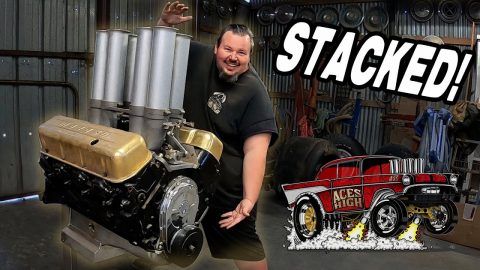 Aces High 57 Chevy gets Stacked! New induction system reveal & fab work in the trunk for sheet metal