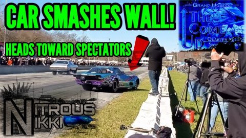 WRECK!!! CAR SMASHES WALL HEADS STRAIGHT TOWARD SPECTATORS AT THE COME UP!!!  #grandhustleracing