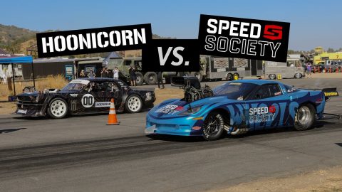 4,000HP Speed Society Corvette C6 vs Ken Block's 1,400HP AWD Mustang // Hoonicorn vs The World 2 BTS