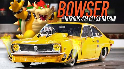 Flamethrowing Datsun - INSANE 60ft's (Nitrous 474ci LSX)