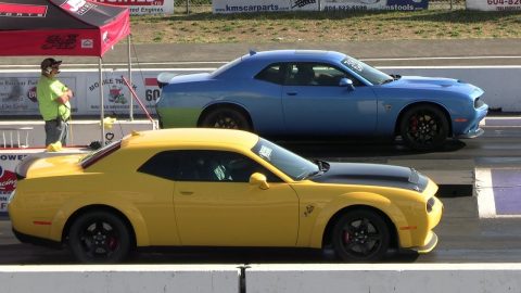 1320 Scat Pack R/T vs Demon and vs Mustang GT - drag race