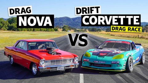 ’66 Big Block Nova  vs. 950hp Corvette (Drift vs. Drag Battle) // This vs. That