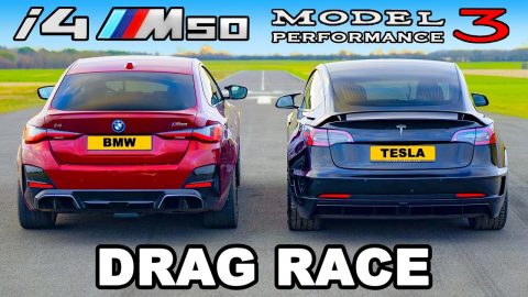 BMW i4 M50 v Tesla Model 3 Performance: DRAG RACE
