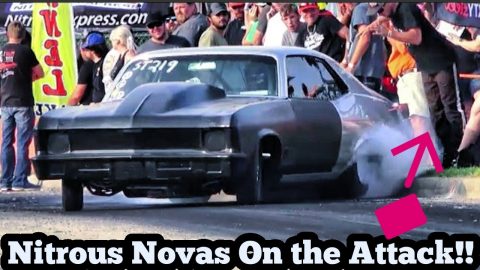 Chevy Novas On the Attack in Street Race!!