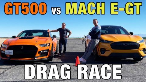 Drag Race! Ford Mustang Mach-E vs Shelby GT500 | Which Mustang Is Faster? | 0-60, Horsepower, & More