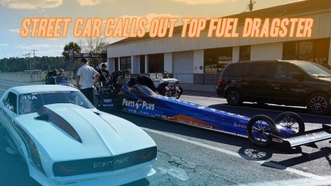Fastest Street Car In The World Calls Out A Top Fuel Dragster but the track said no...
