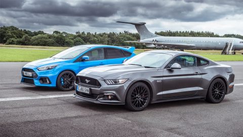 Ford Mustang vs Ford Focus RS | Top Gear: Drag Races