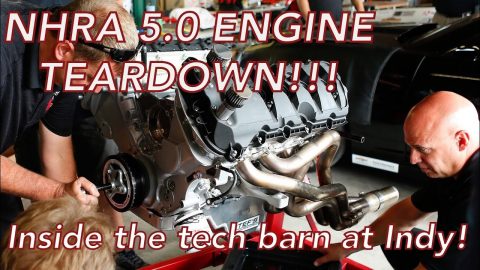 Inside Look! NHRA Indy Teardown - 5.0 Coyote Engine Disassembly At Track, '67 Firebird, 427 Ford
