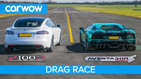 Lamborghini Aventador S v Tesla Model S P100D - DRAG RACE, ROLLING RACE & BRAKE TEST