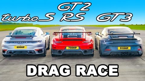 Porsche 911 GT2 RS v Turbo S v GT3: DRAG RACE