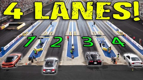 Racing with all FOUR LANES at the Drag Strip!