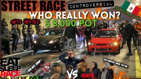 STREET RACING LEXUS MODIFIED ISF VS K20 TURBO 45NYC JUMPED OR NOT? GOES WRONG (HEATED)$8K POT LOST