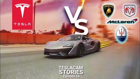 TESLA VS SUPERCARS STREET RACING | TESLACAM STORIES #58