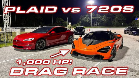 Tesla Plaid vs 1,000 HP McLaren 720S Drag Race