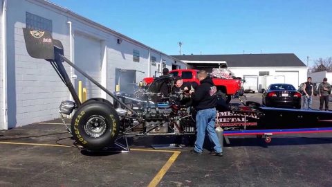 Top fuel dragster start up