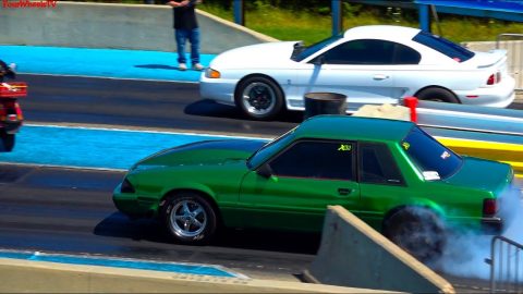 Cobra vs Fox Body Mustang GT Drag Racing at Great Lakes Dragaway