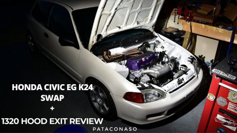 Honda Civic EG K24 Swap   1320 Hood Exit Exhaust Review