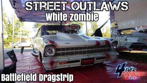 STREET OUTLAWS "WHITE ZOMBIE" SPRAYING SOME NITROUS IN BATTLEFIELD DRAG STRIP !!