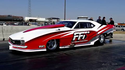 Rick Thornton's  69 Pro Mod  Camaro in the 3s at 197 MPH on Drag Radials