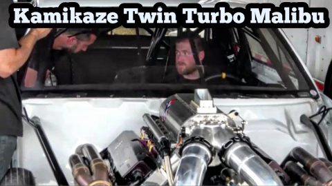 Street Outlaws Kamikaze Driving a Twin Turbo Malibu Small Tire at Armageddon