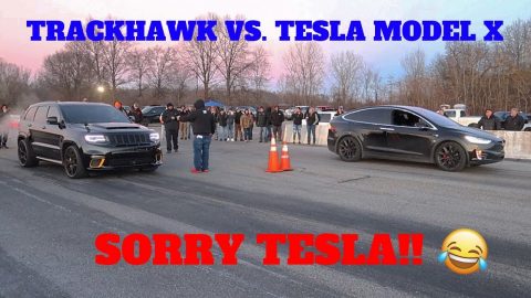 1000HP JEEP TRACKHAWK DESTROYED A TESLA MODEL X P100D IN A DRAG RACE!