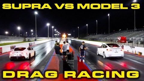 500HP 2020 Toyota Supra vs Tesla Model 3 Performance 1/4 Mile Drag Racing