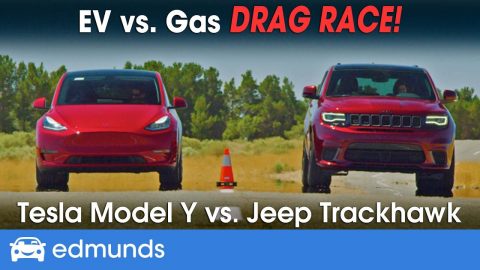 Drag Race! Tesla Model Y vs. Jeep Trackhawk - Racing 2 of the Fastest SUVs | 0-60 Performance & More