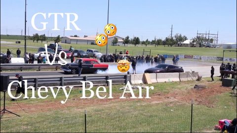 GTR vs Murder Nova 55 Chevy Bel Air ends in a nasty crash