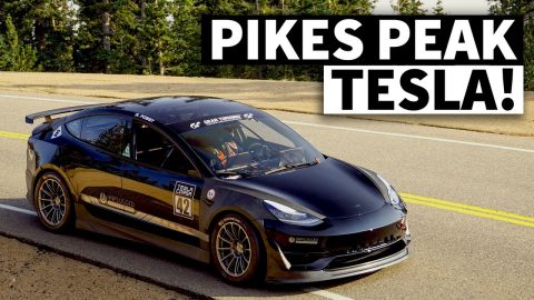Gutted Tesla Model 3 on Race Slicks?? Unplugged Performance’s Pikes Peak Hillclimb Car