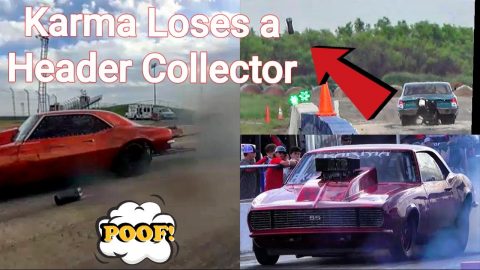 Karma Camaro Loses a Header Collector in Epic Race!