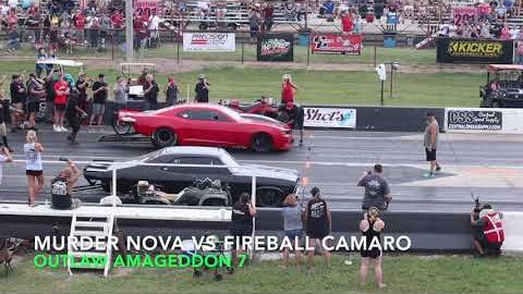 OG fireball Camaro Vs Murder Nova (Shawn vs Ryan Martin)-Outlaw Armageddon No prep racing.