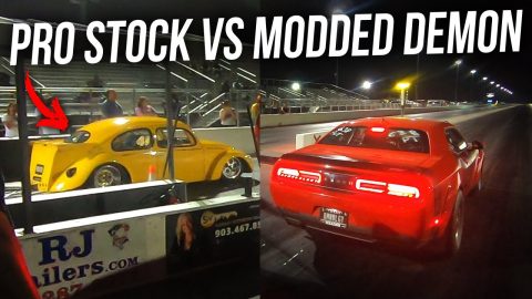 Pro Stock Drag Car vs Modded Dodge Demon & The "Crackhead Killer" 😂 | Demonology Drag Racing