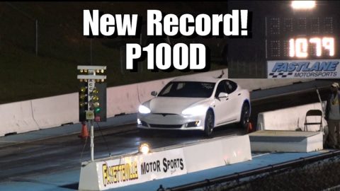 Tesla Model S P100D Breaks 1/4 Mile Record Drag Racing!