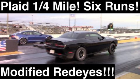 Tesla Plaid 1/4 mile!!! Over 150MPH?!? What could possibly go wrong?? Redeye Challenger and Charger!