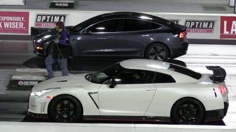 Tesla vs Nismo GT-R and vs ZL1 Camaro - drag race