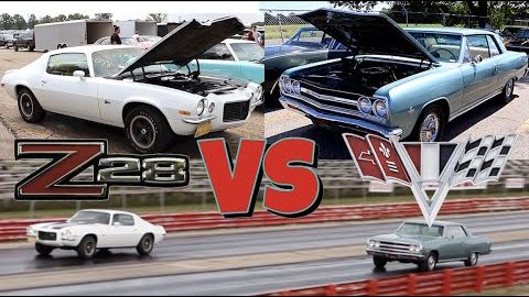 1965 Chevelle SS vs 1970 Camaro Z28 RS - PURE STOCK DRAG RACE (single heads up)