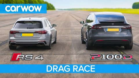 Audi RS4 vs Tesla Model X P100D - DRAG RACE, ROLLING RACE & BRAKE TEST