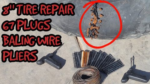 HOW TO PLUG A TIRE- Side Wall Repair Using Baling Wire And 67 Tire Plugs