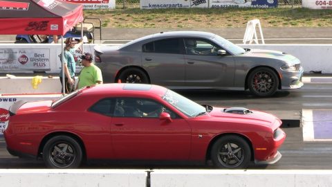 Hellcat Charger Hellcat vs Dodge Challenger Scat Pack - muscle cars drag racing