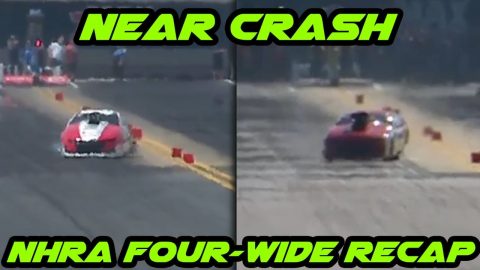 Stevie Fast Near Crash! : NHRA Four-Wide Recap!