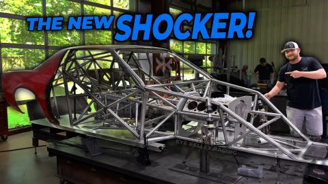 The new Shocker! Getting fitted for the new car being built by Wizard Race Cars