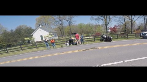 Tis the time for crashes. Girl rider on Harley crashes in Virginia.