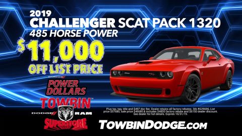 Towbin Dodge | 2019 Challenger Scat Pack 1320 $11,000 Off List Price