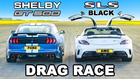 AMG SLS Black Series v Mustang Shelby GT500: DRAG RACE