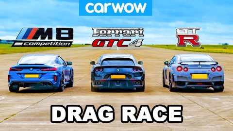 BMW M8 vs Nissan GT-R vs Ferrari V12 - DRAG RACE!