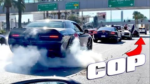 Burnouts in front of POLICE on Las Vegas Strip!!