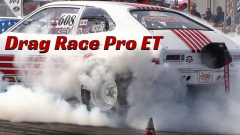 Cat. Pro ET Drag Race - Ford Pinto Vs Chevrolet Vega - V8 Engines & Massive Burnouts!
