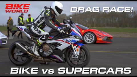 Drag Race! Bike vs Lots Of Supercars In 4K!