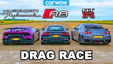 Lamborghini Huracan v Audi R8 v Nissan GT-R - DRAG RACE